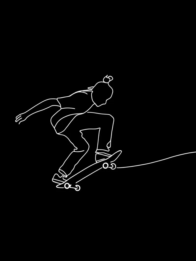 Minimalist Line Drawing of a Skateboarder | Modern Abstract canvas by Viv Line Art