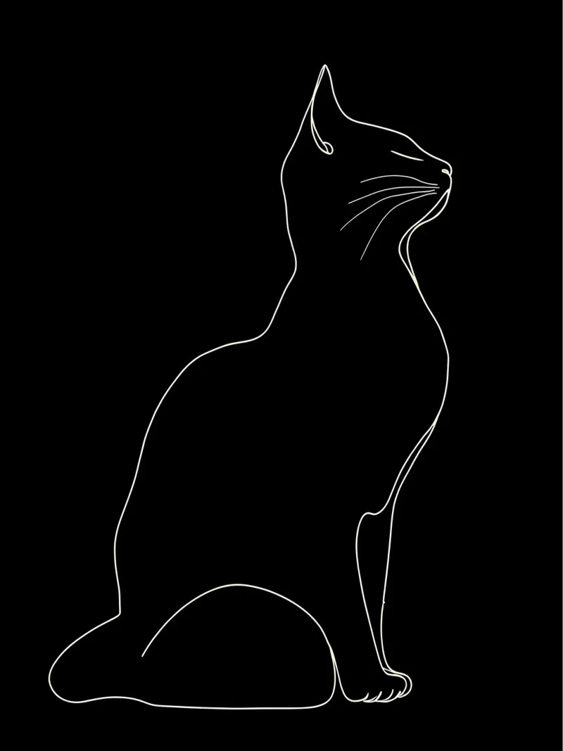 Minimalist Line Drawing of a Cat Sitting | Modern Abstract A hahnemühle by Viv Line Art