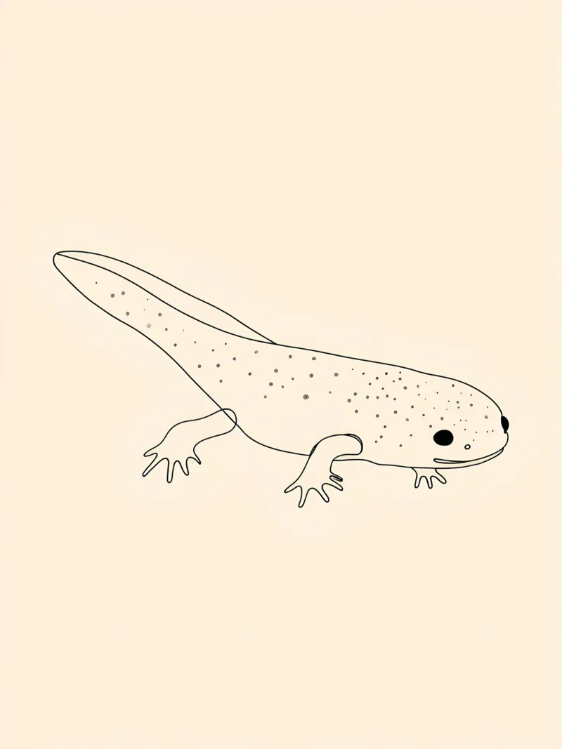 Minimalist Line Drawing of an Axolotl | Modern Abstract Art canvas by Viv Line Art