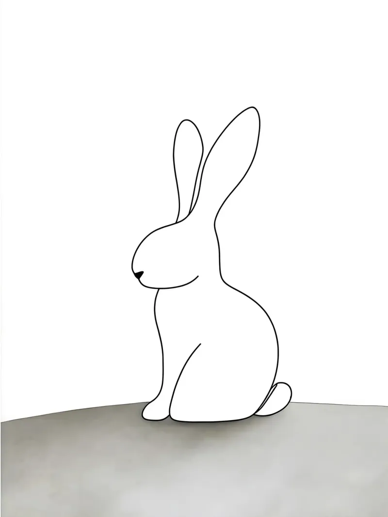 Minimalist Line Drawing of a Rabbit Sitting | Modern Abstrac hahnemühle by Viv Line Art