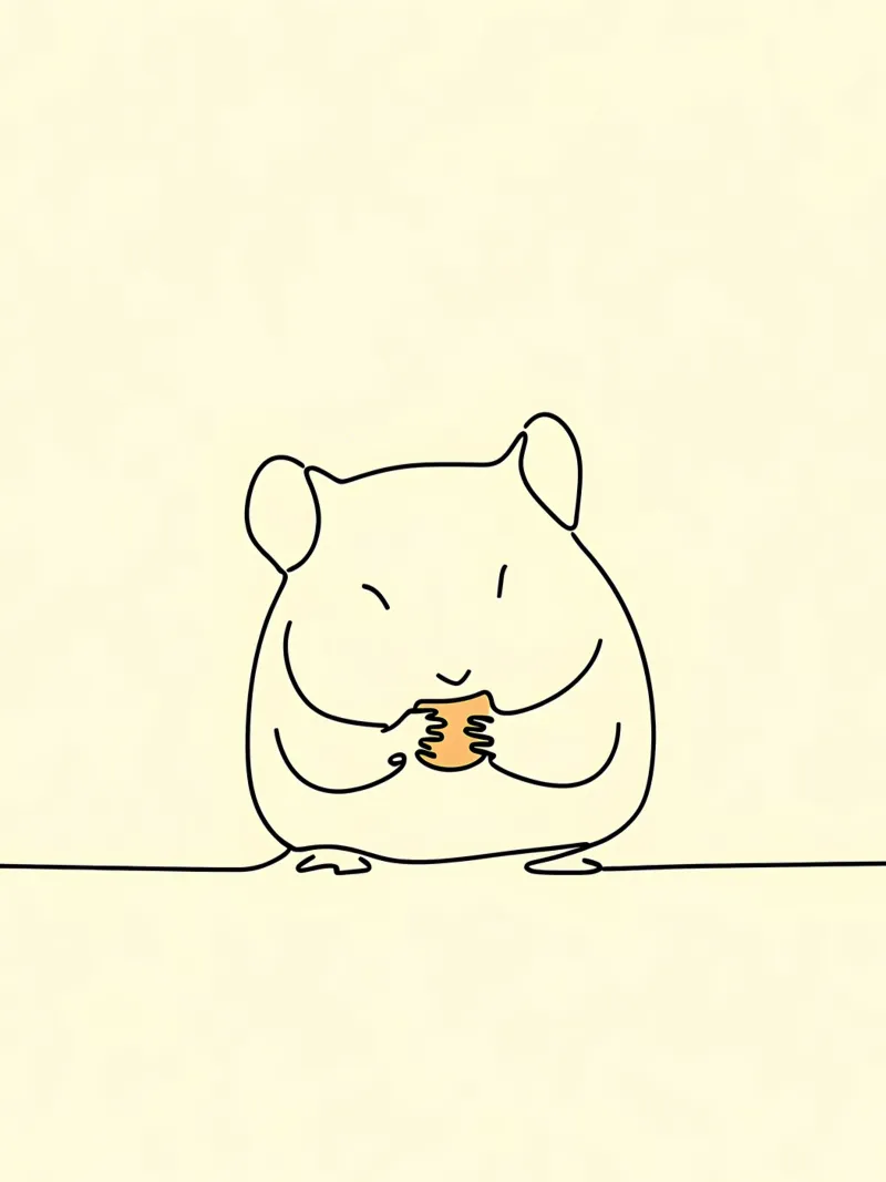 Minimalist Line Drawing of a Hamster | Modern Abstract Art canvas with Floater frame by Viv Line Art