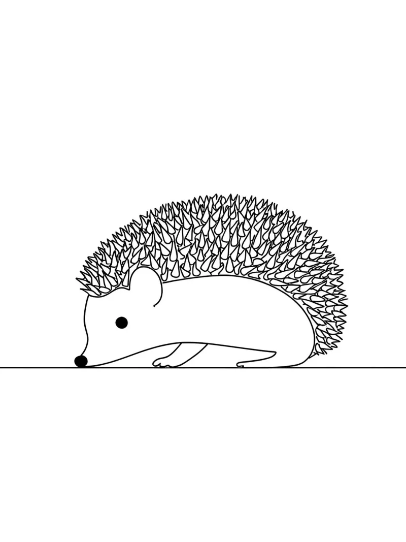 Minimalist Line Drawing of a Hedgehog | Modern Abstract Art alu-dibond by Viv Line Art