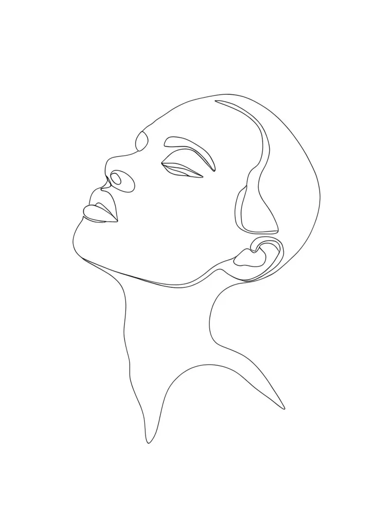 Minimalist Line Drawing of a Woman's Face | Modern Abstract canvas by Viv Line Art