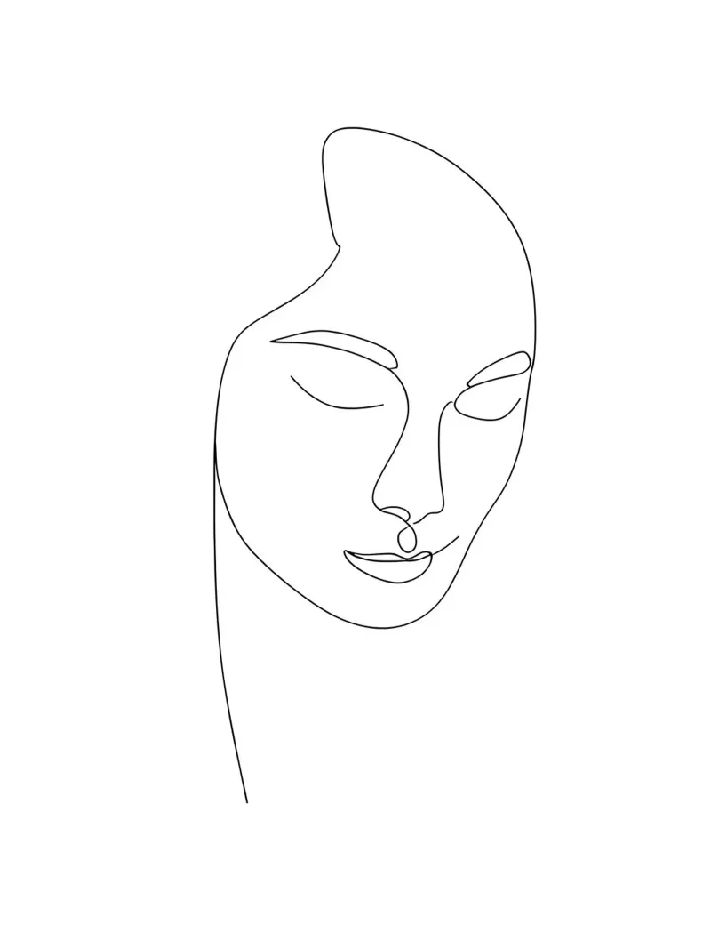 Minimalist Line Drawing of a Woman's Face | Modern Abstract canvas by Viv Line Art