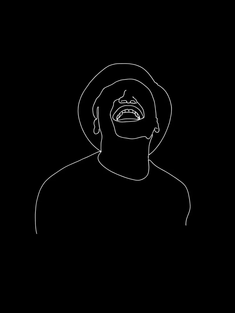 Minimalist Line Drawing of a Man Laughing | Modern Abstract canvas by Viv Line Art