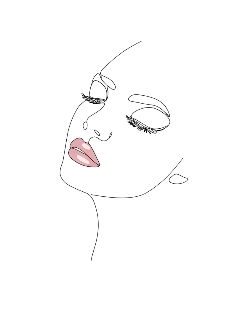 Portrait d'une femme au trait minimaliste | Modern Abstrac hahnemühle de Viv Line Art