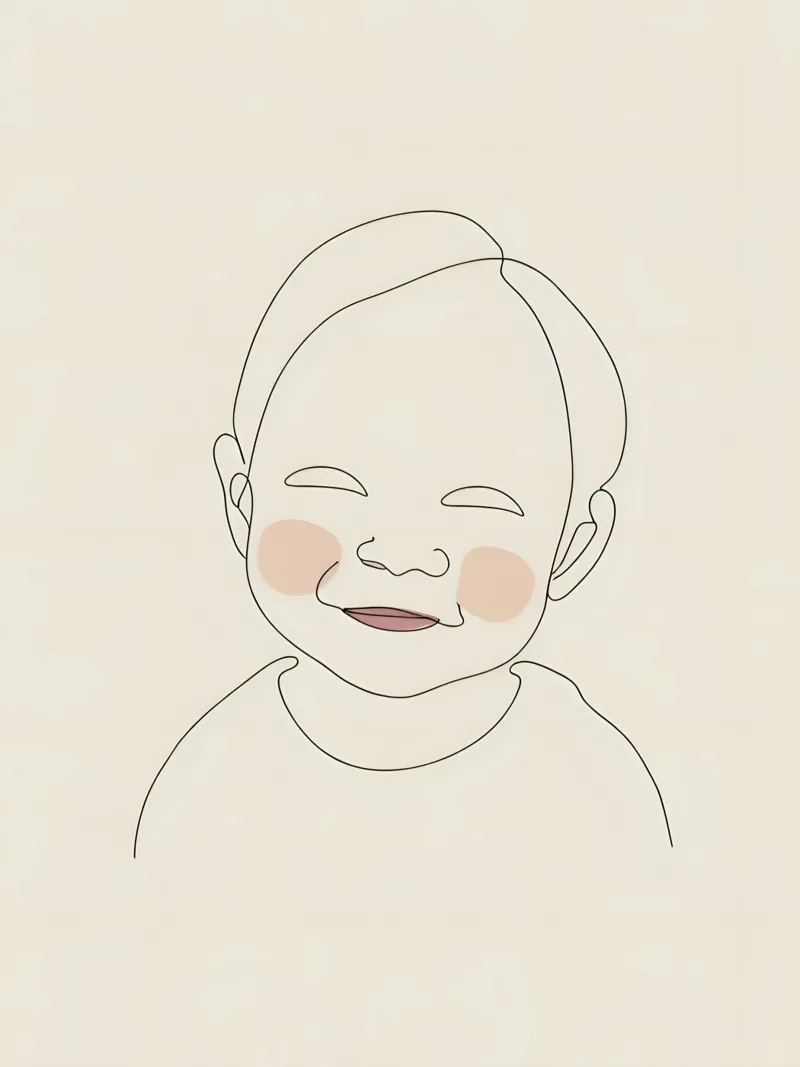 Dessin au trait minimaliste Portrait d'un bébé | Moderne Abstrait hahnemühle de Viv Line Art