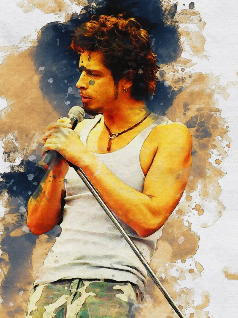 Macchia di ritratto Chris Cornell alluminio dibond da Gunawan Rb