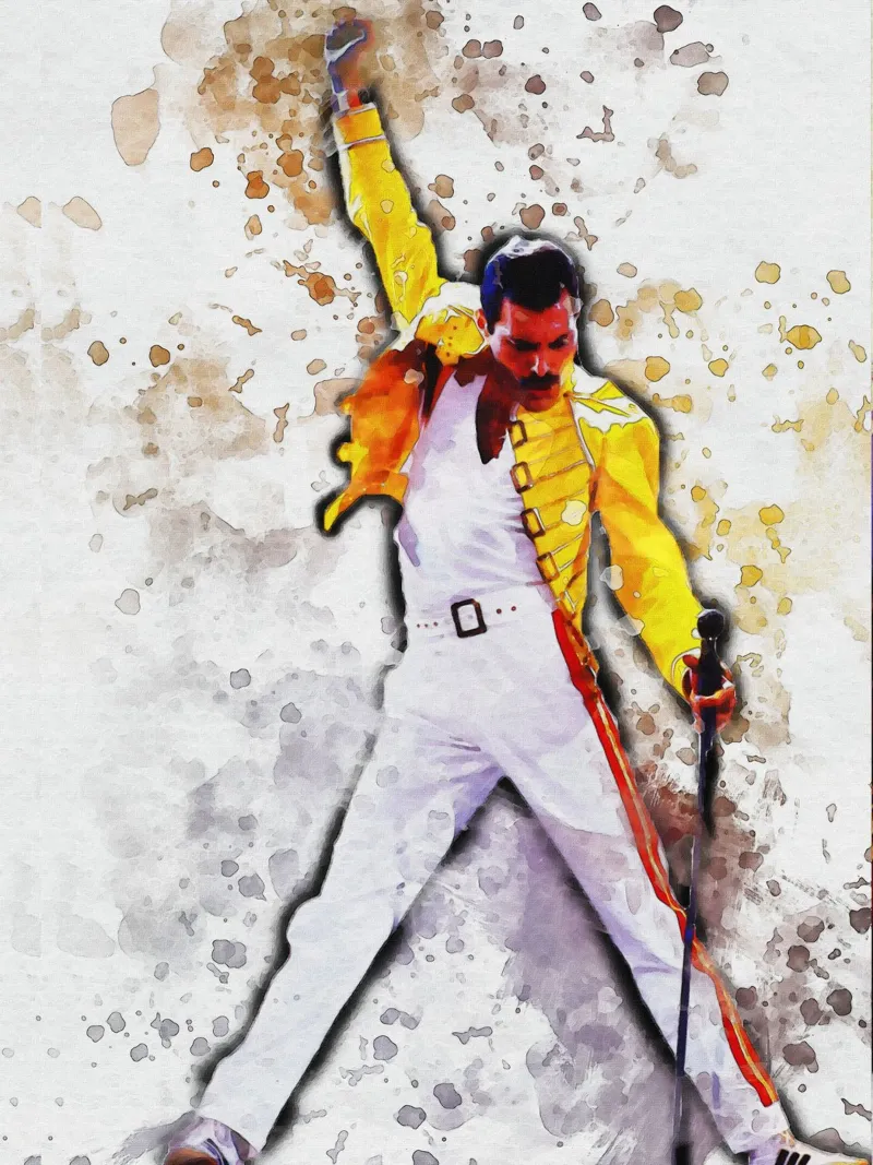Smudge of Portrait Freddie Mercury Yellow Jacket hahnemühle by Gunawan Rb