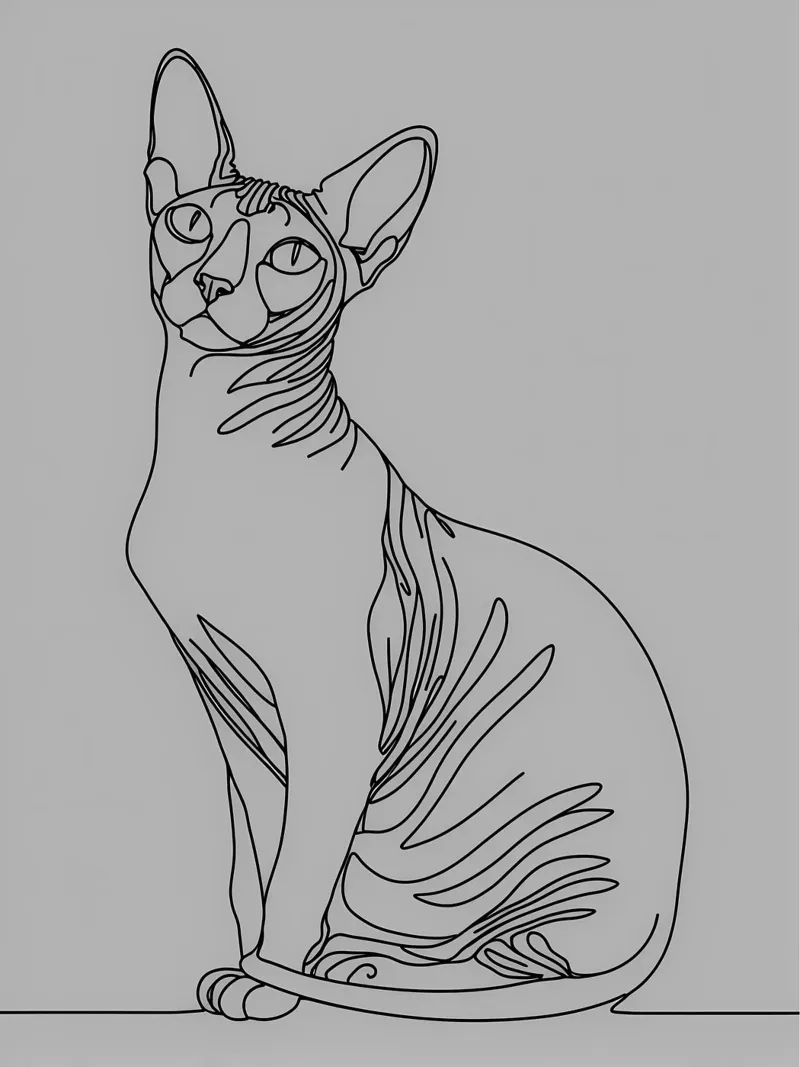 Minimalist Line Drawing of a Sphynx Cat | Modern Abstract Ar canvas by Viv Line Art