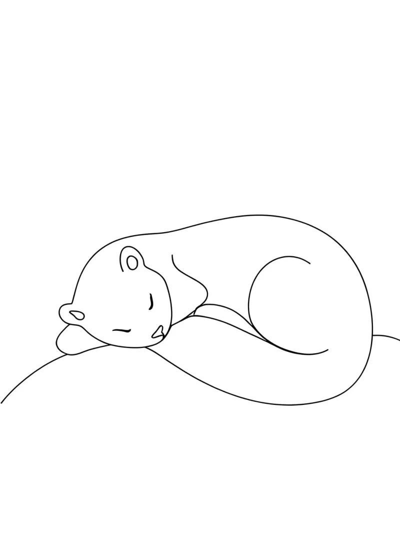 Minimalist Line Drawing of a Sleeping Otter | Modern Abstrac canvas by Viv Line Art