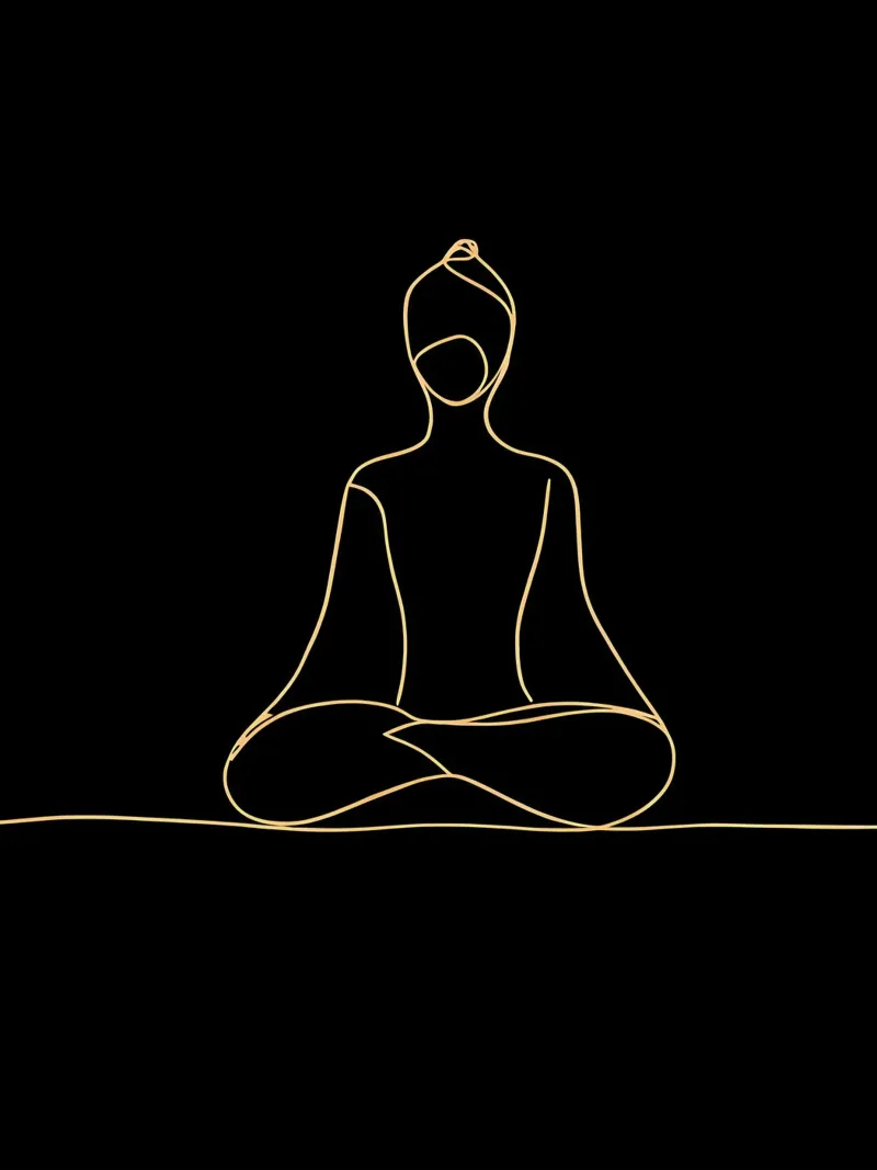 Minimalist Line Drawing of a Meditating Man | Modern Abstrac canvas by Viv Line Art