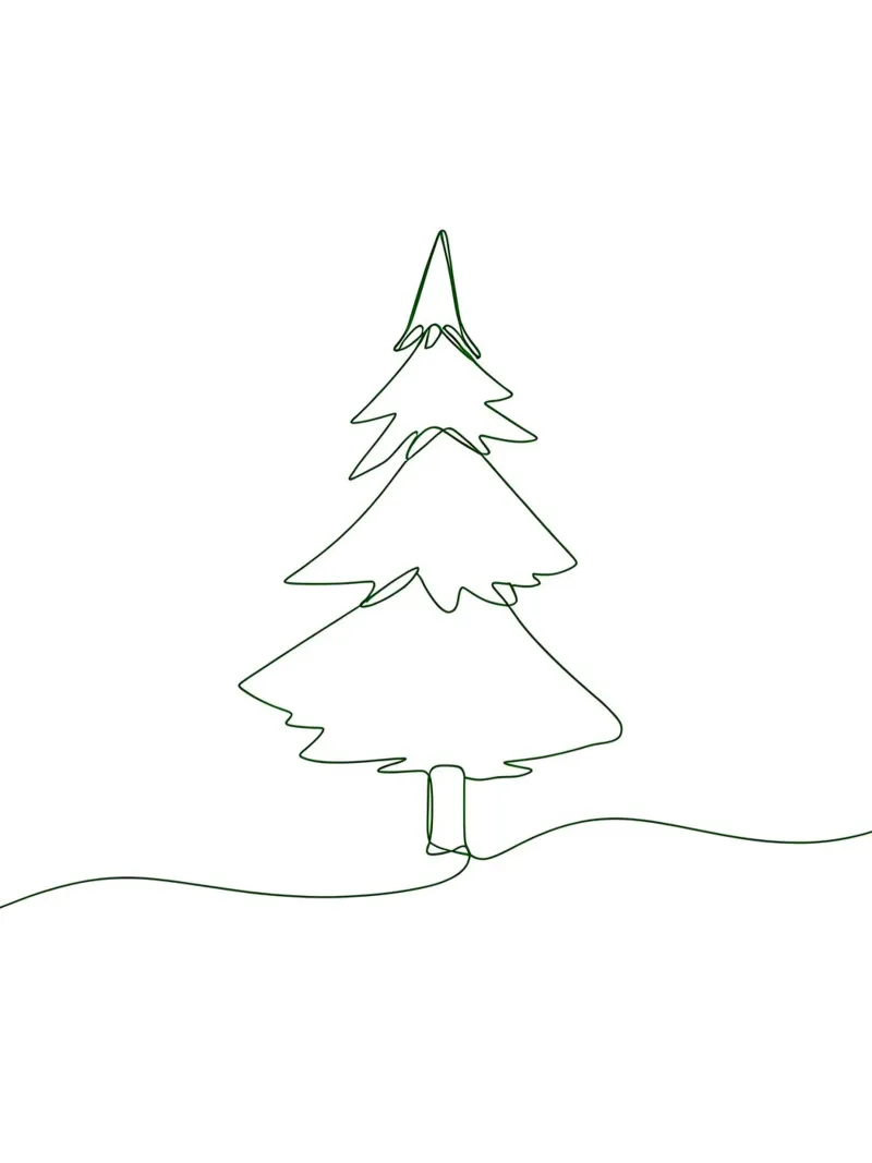 Minimalist Line Drawing of a Christmas Tree | Modern Abstrac canvas by Viv Line Art