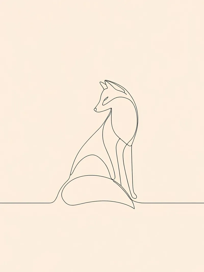 Minimalist Line Drawing of a Fox | Modern Abstract Art canvas by Viv Line Art