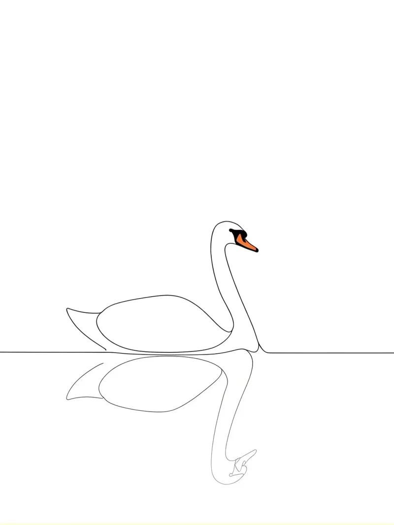 Minimalist Line Drawing of a Swan | Modern Abstract Art canvas by Viv Line Art