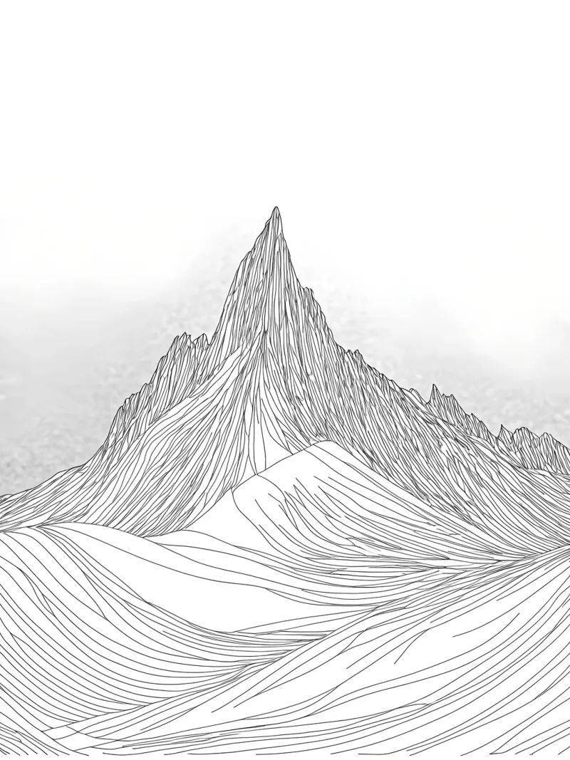 Minimalist Line Drawing of a Mountain | Modern Abstract Art canvas with Floater frame by Viv Line Art