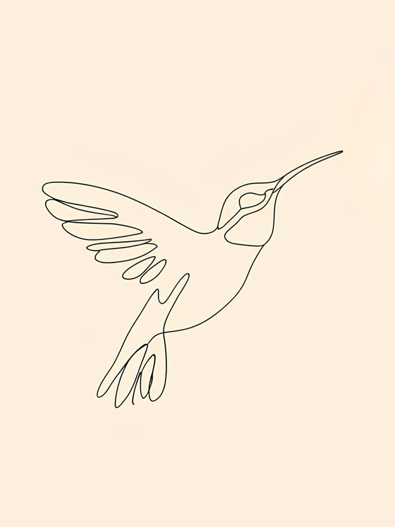 Minimalist Line Drawing of a Hummingbird | Modern Abstract A canvas by Viv Line Art