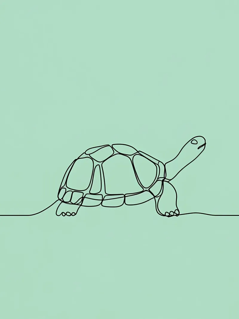 Minimalist Line Drawing of a Turtle | Modern Abstract Art hahnemühle by Viv Line Art