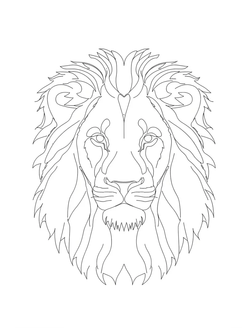 Minimalist Line Drawing of a Lion Face | Modern Abstract Art hahnemühle by Viv Line Art