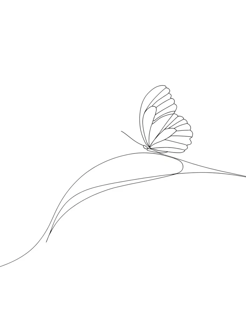 Minimalist Line Drawing of a Butterfly | Modern Abstract Art canvas by Viv Line Art