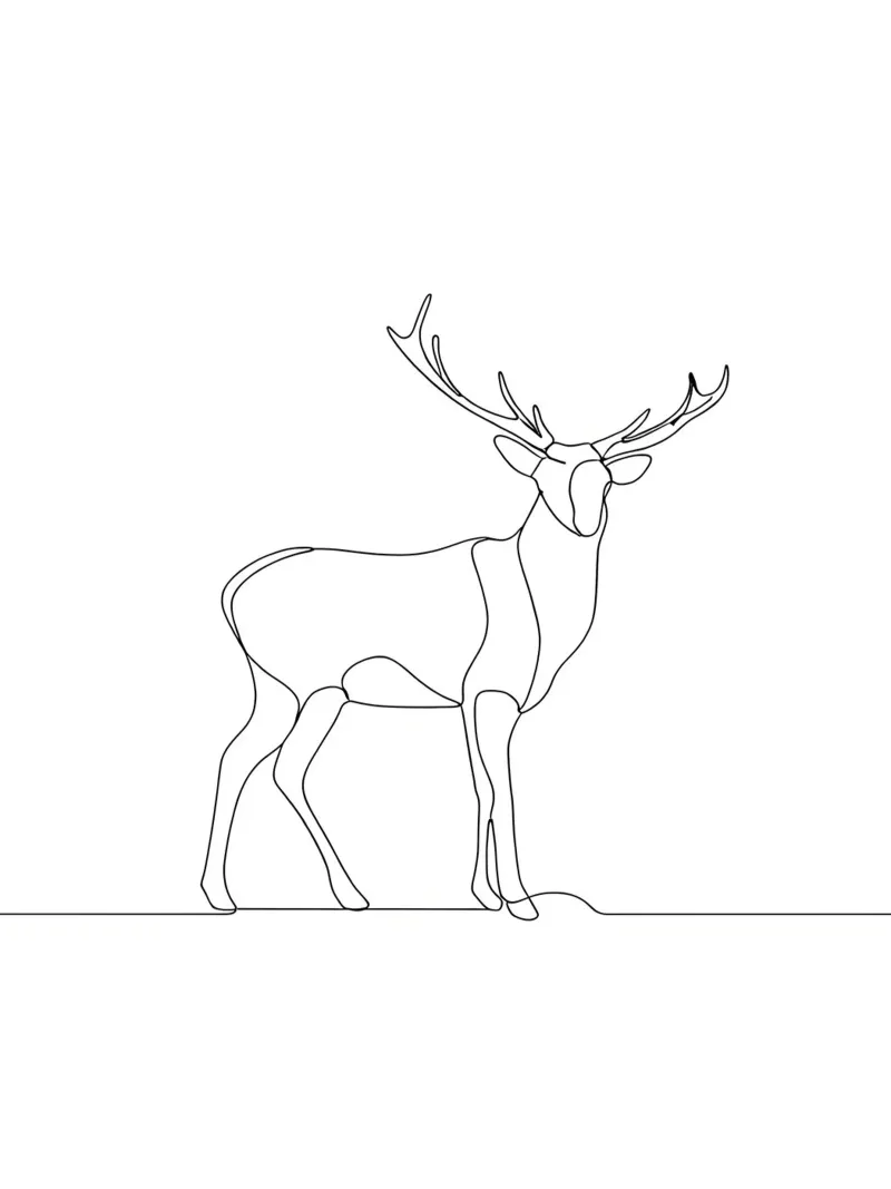 Dessin au trait minimaliste d'un cerf | Modern Abstract Art hahnemühle de Viv Line Art