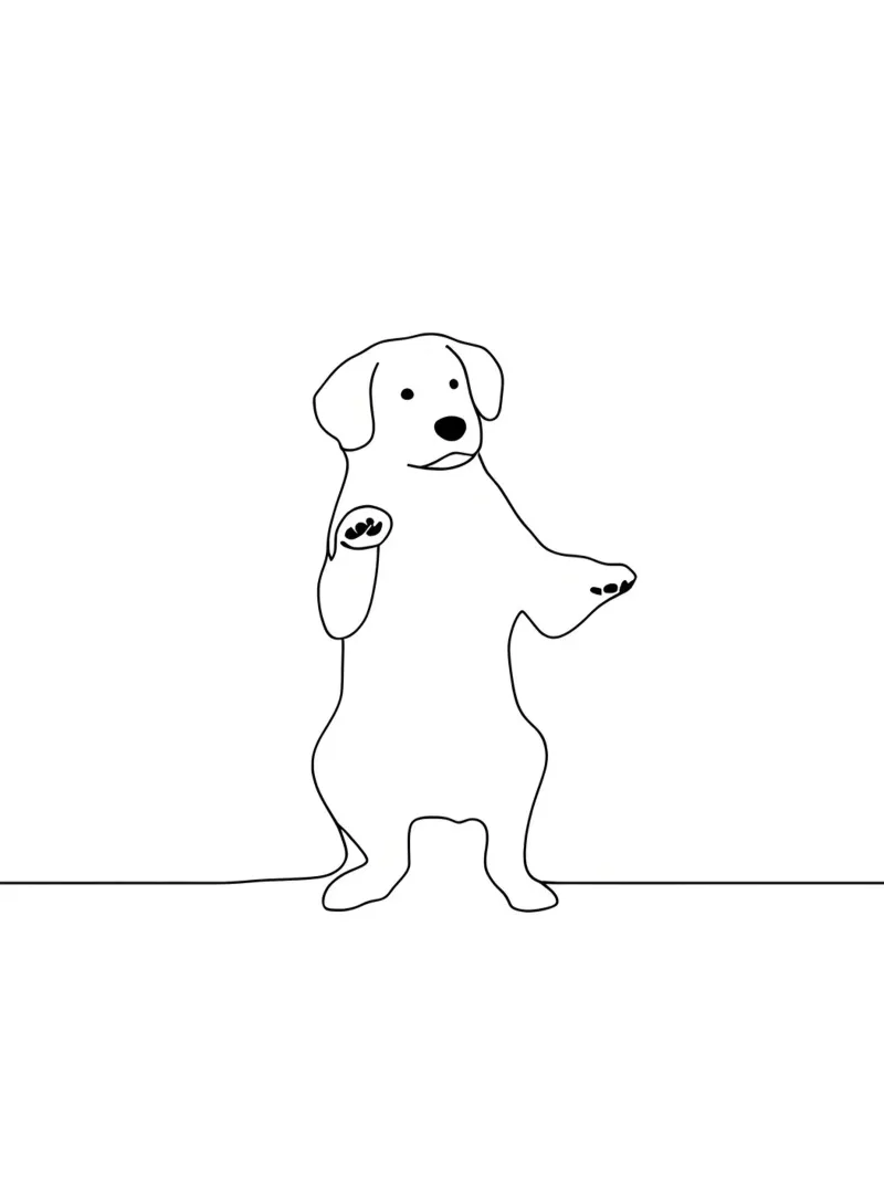 Dessin au trait minimaliste d'un chien dansant | Moderne Abstrait A hahnemühle de Viv Line Art