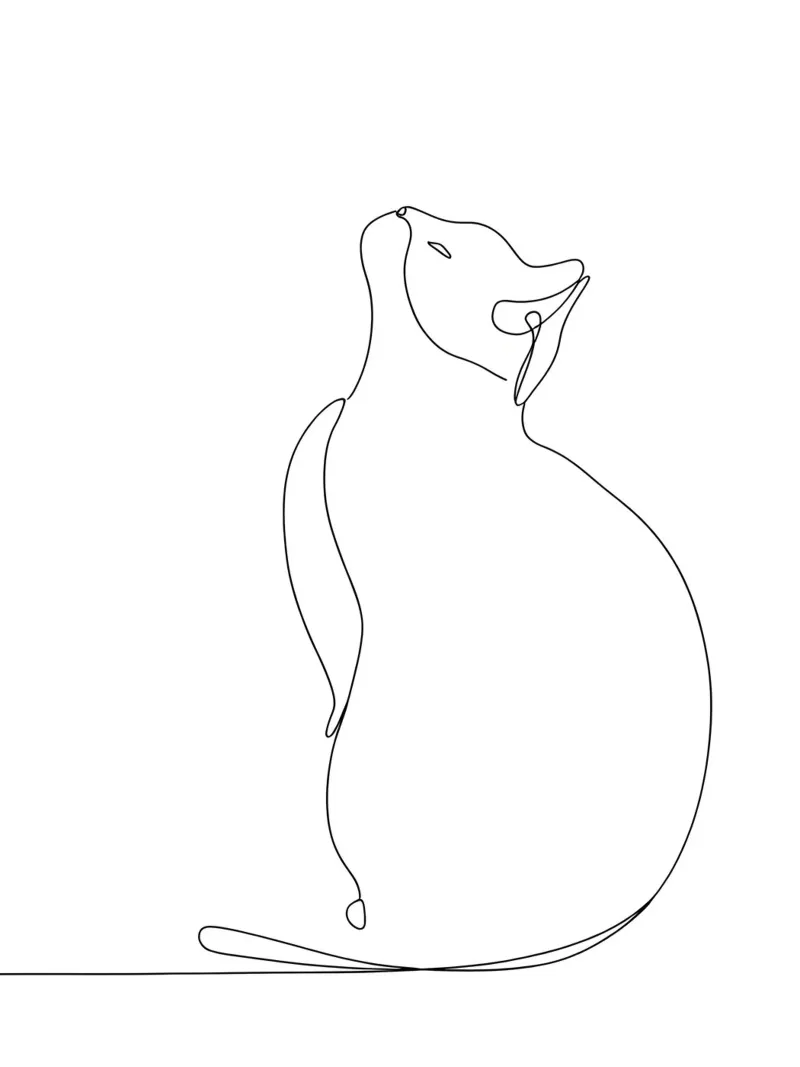 Minimalist Line Drawing of a Modern Cat | Modern Abstract canvas by Viv Line Art