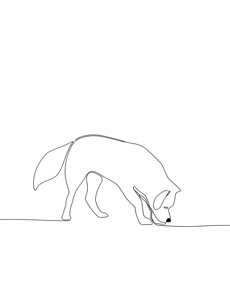 Minimalist Line Drawing of a Dog Sniffing | Modern Abstract canvas by Viv Line Art