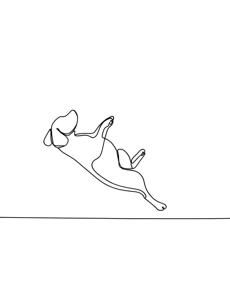 Minimalist Line Drawing of a Dog Flipping | Modern Abstract canvas by Viv Line Art