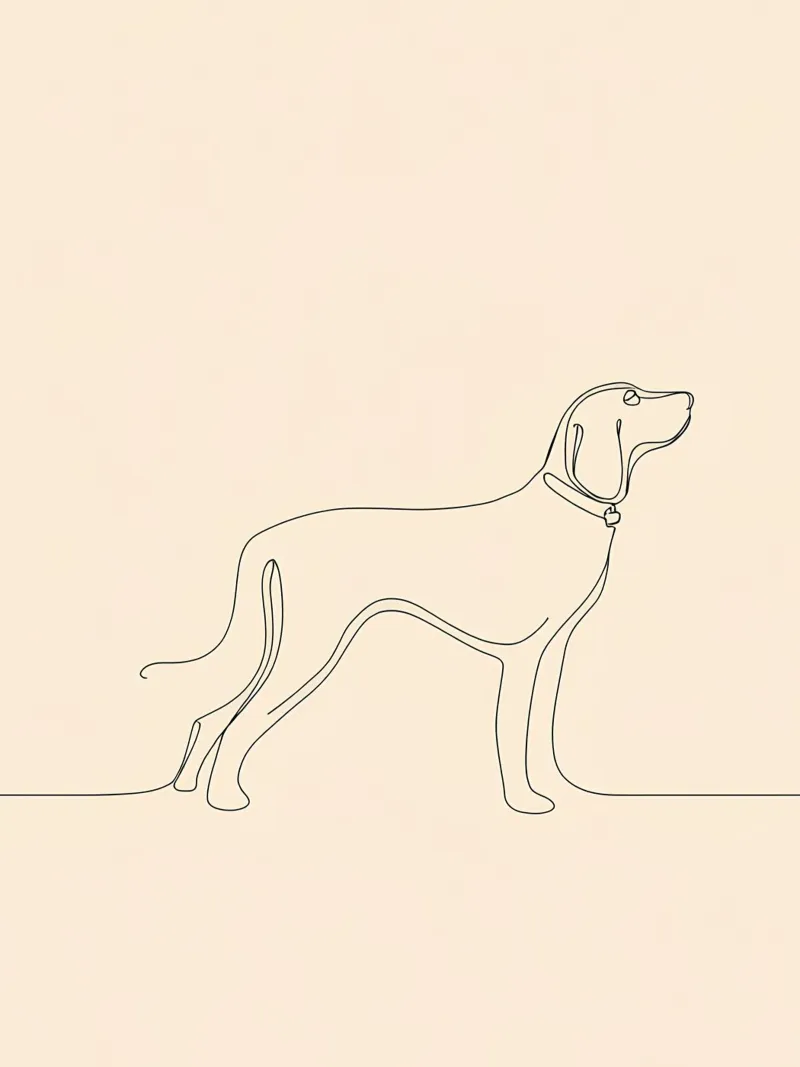 Minimalist Line Drawing of a Dog Walking | Modern Abstract canvas by Viv Line Art