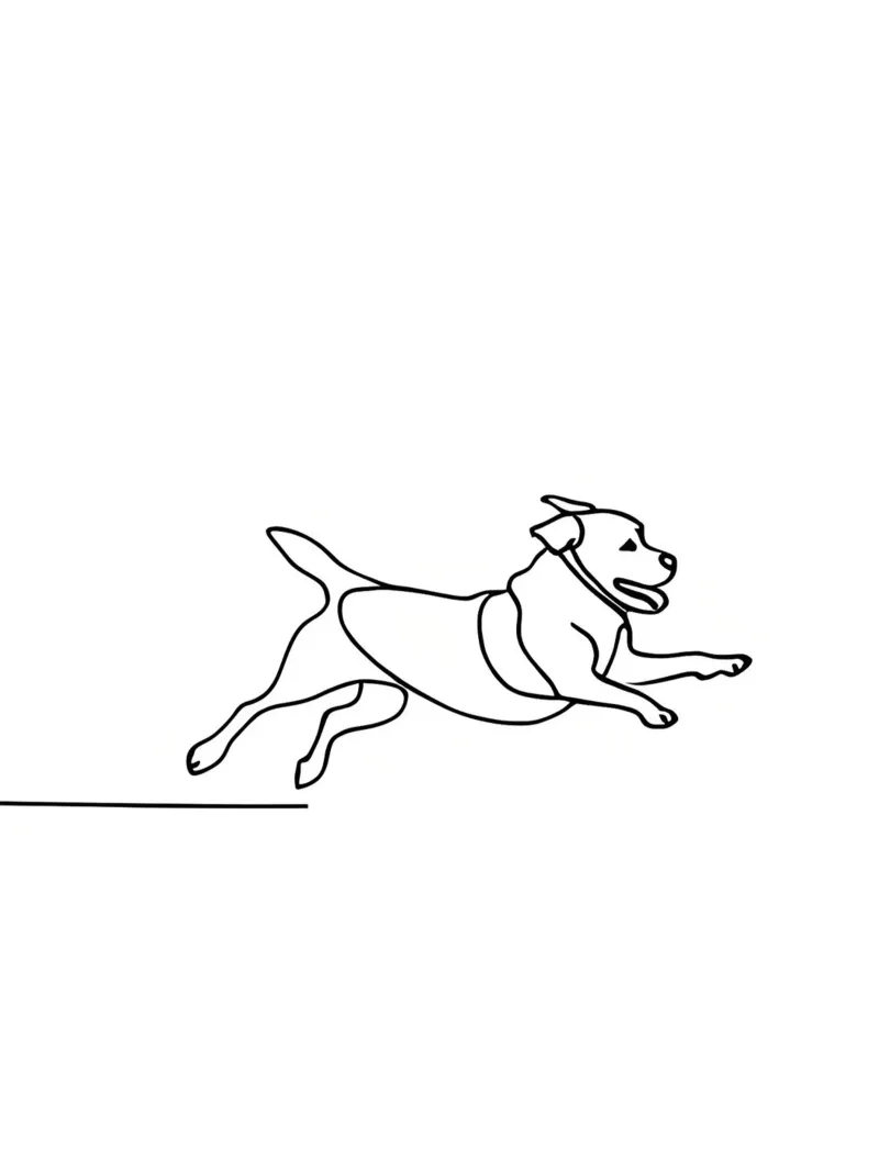 Minimalist Line Drawing of a Dog Running | Modern Abstract hahnemühle by Viv Line Art