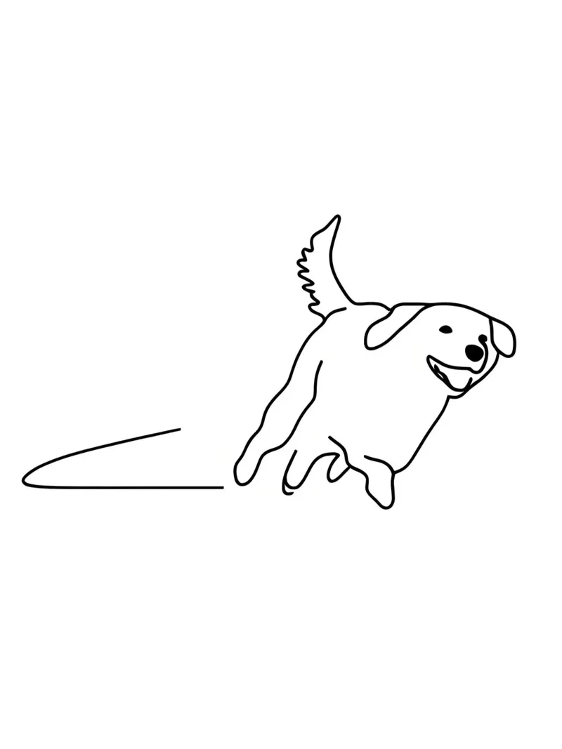 Minimalist Line Drawing of a Dog Running | Modern Abstract canvas by Viv Line Art