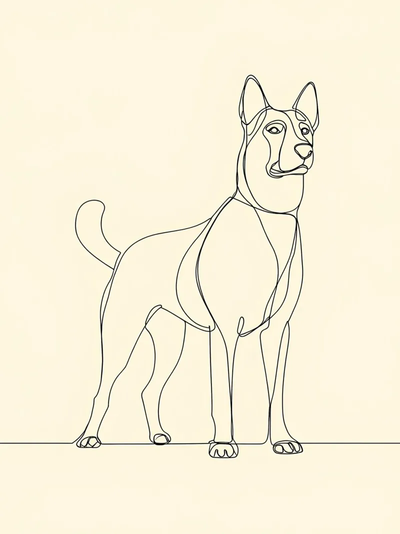Minimalist Line Drawing of a Dog Standing | Modern Abstract canvas by Viv Line Art