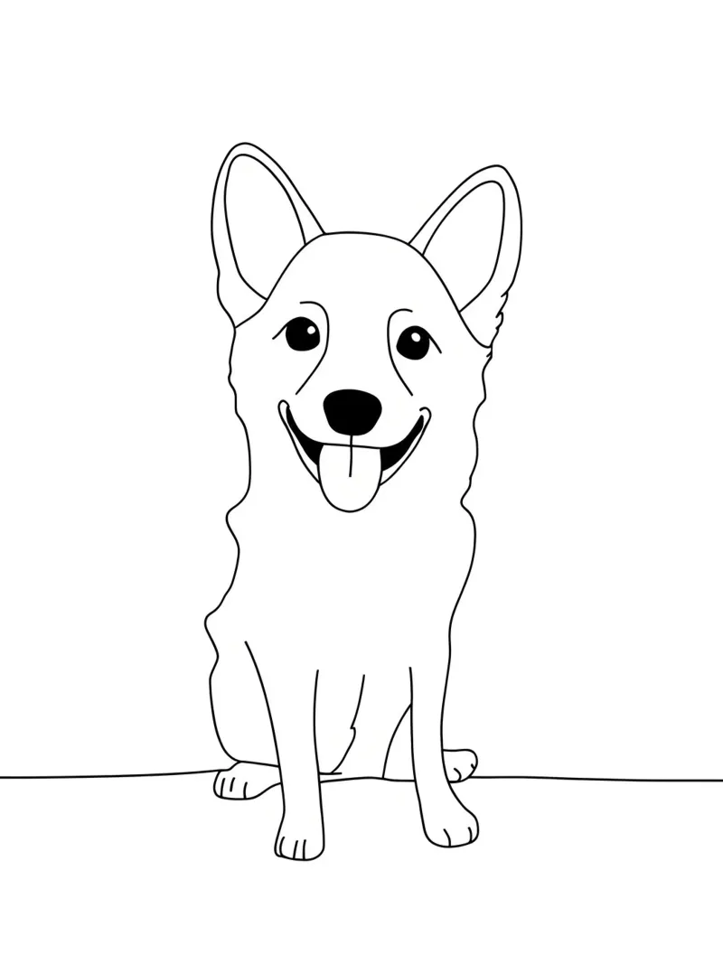 Minimalist Line Drawing of a Happy Dog | Modern Abstract Art canvas by Viv Line Art