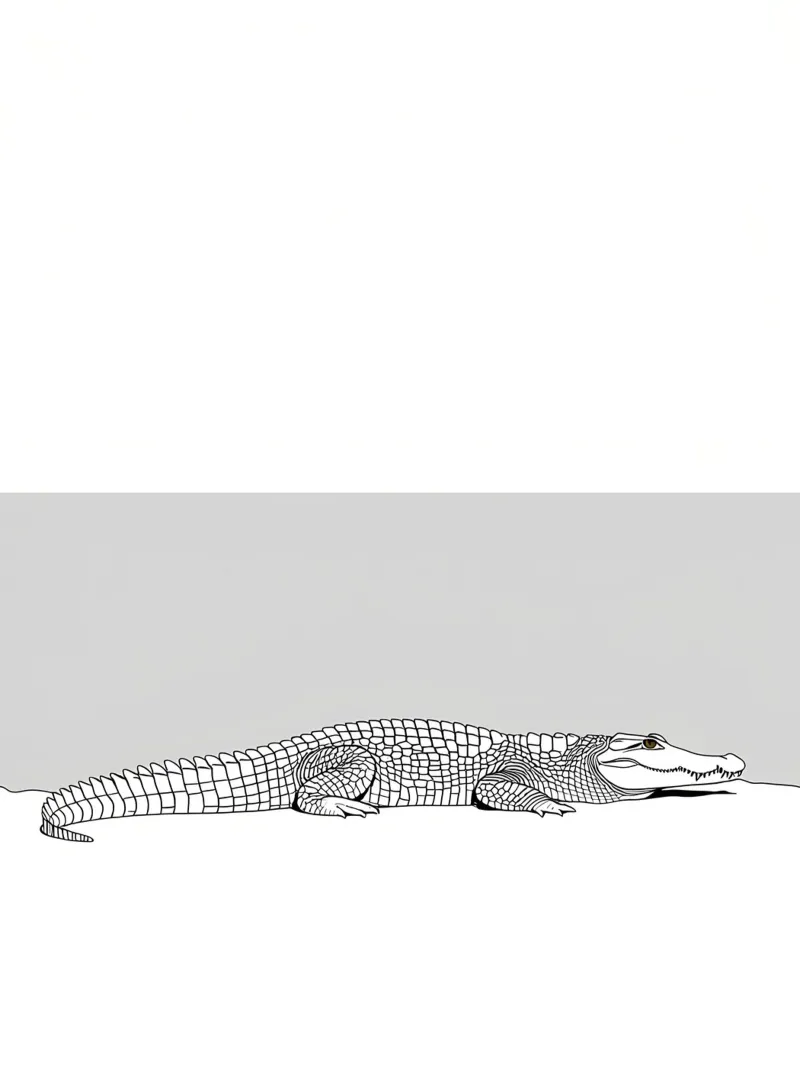Minimalist Line Drawing of a Crocodile | Modern Abstract Art hahnemühle by Viv Line Art