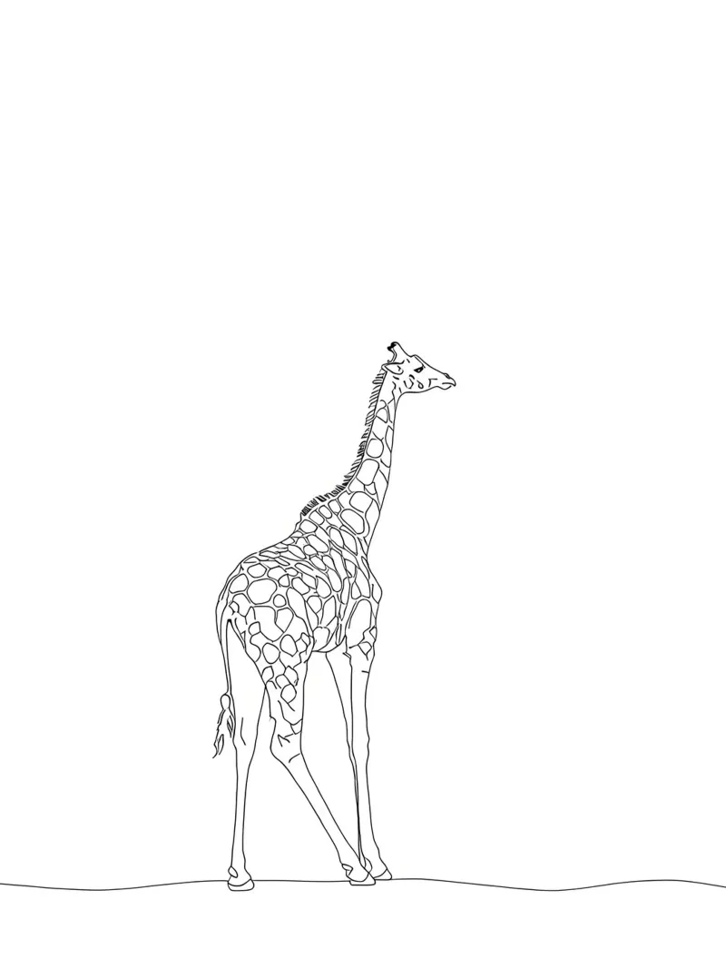 Minimalist Line Drawing of a Giraffe | Modern Abstract Art canvas by Viv Line Art