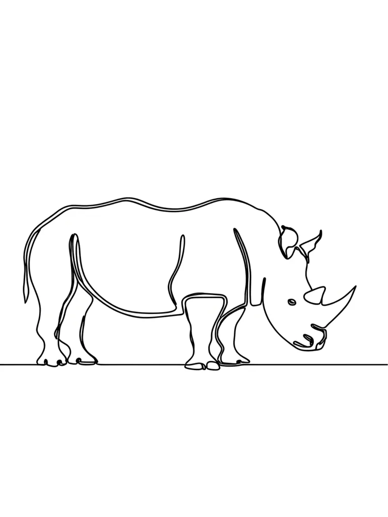 Minimalist Line Drawing of a Rhino | Modern Abstract Art canvas by Viv Line Art