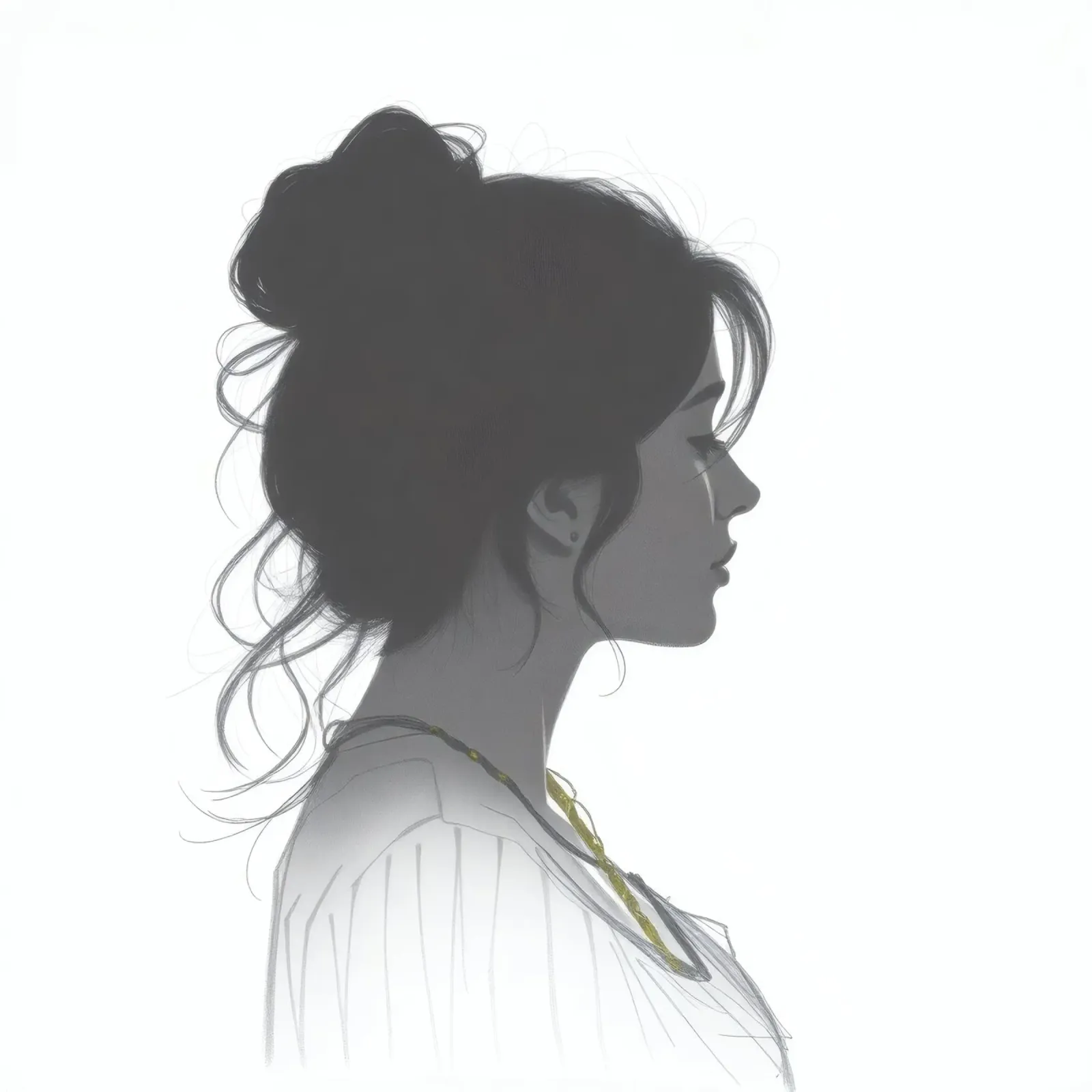 Silhouette di donna con acconciatura complessa e collana pellicola backlit da DesignDoodle