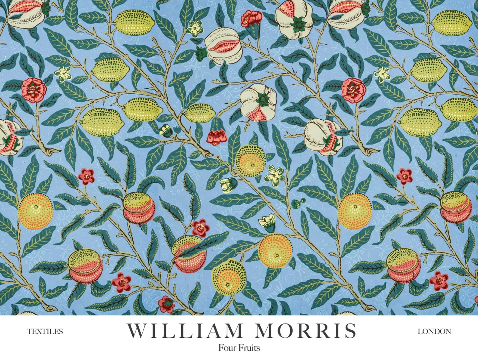 William Morris, Quattro frutti poster con telaio in legno da Peaches Art Prints