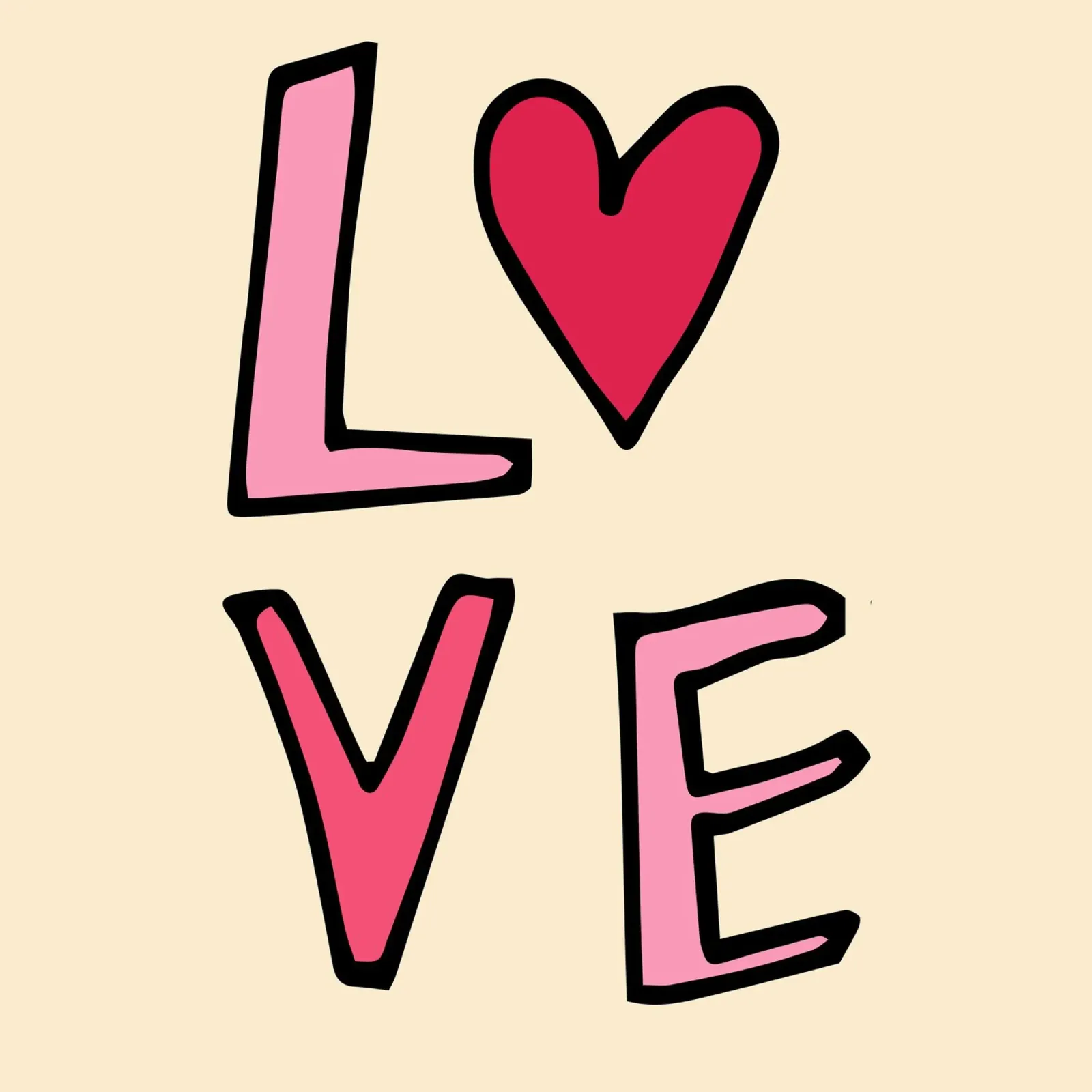 Retro LOVE Typografie - Speelse Valentijn poster met houten frame van susanacosta