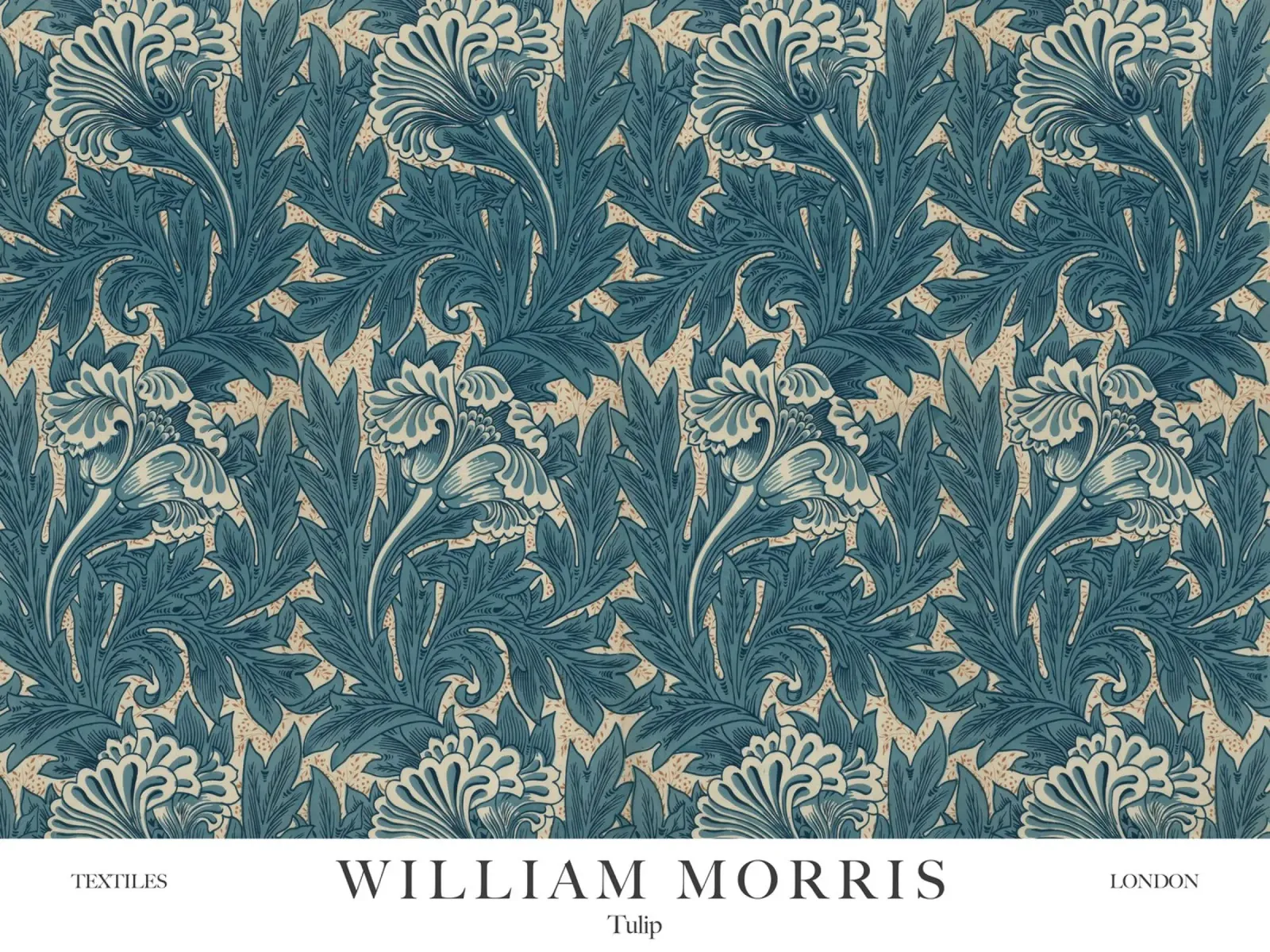 William Morris, Tulipano blu poster con telaio in legno da Peaches Art Prints