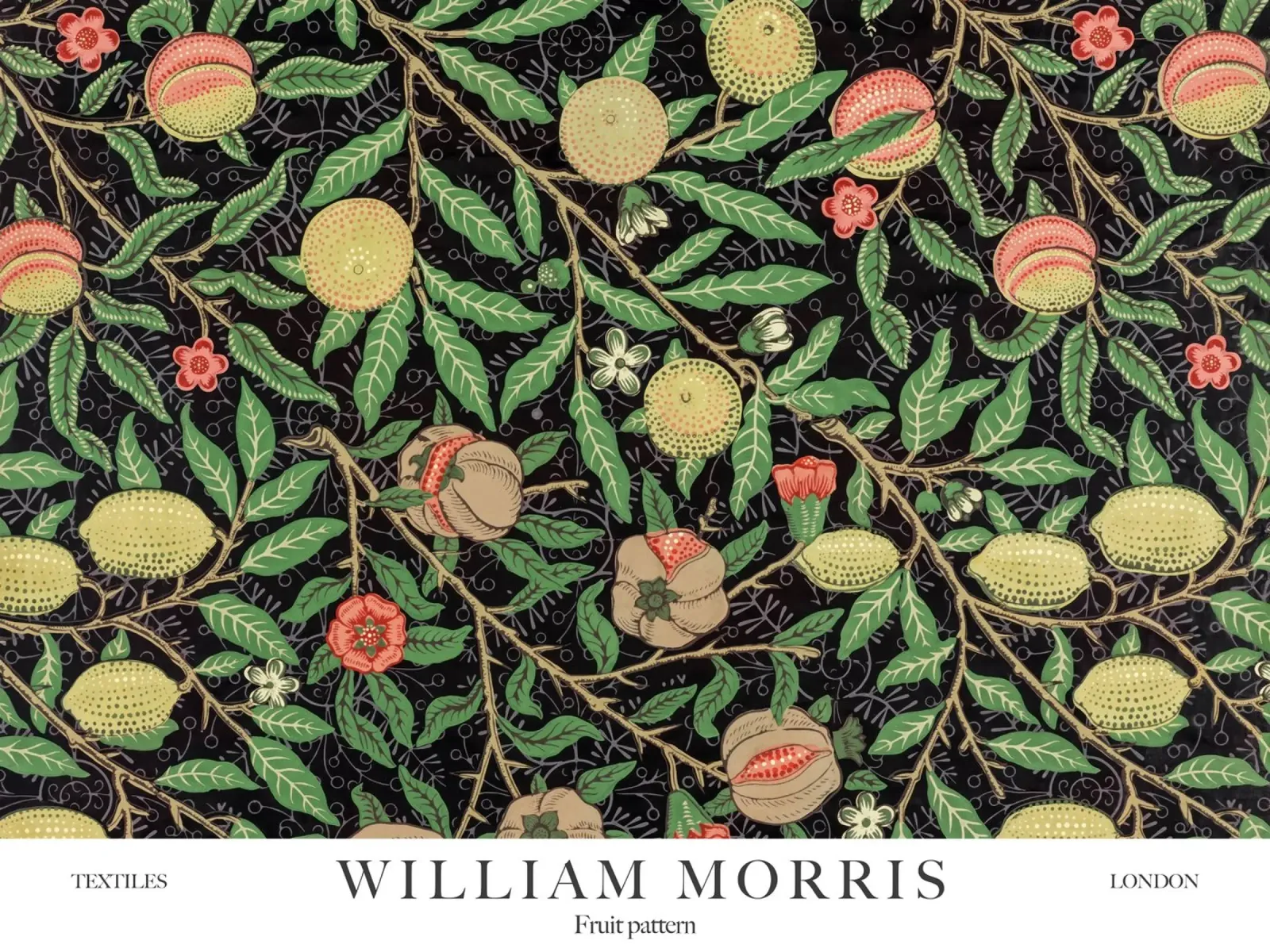 William Morris, motivo della frutta pellicola backlit da Peaches Art Prints