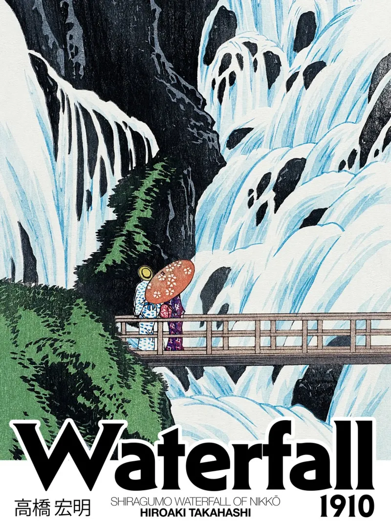 Cascata, Hiroaki Takahashi, Giapponese, Arte di viaggio poster con telaio in plastica da Peaches Art Prints