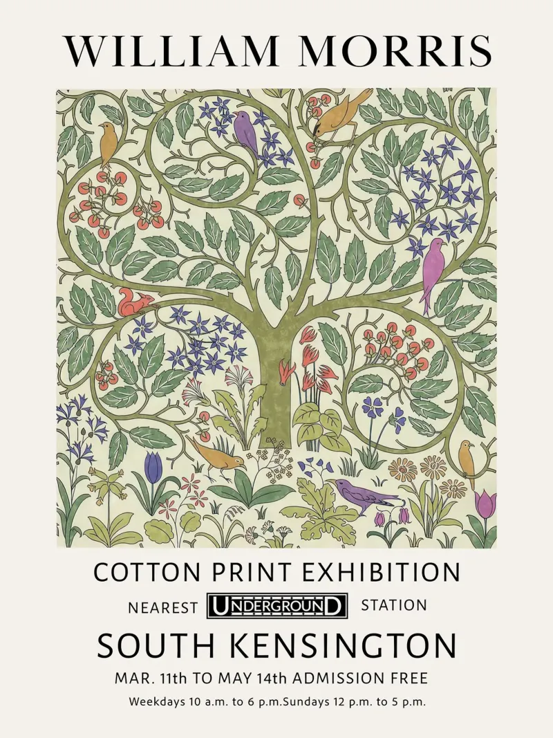 Milliam Morris, Uccelli dell'albero della vita tela con Cornice a cassetta da Peaches Art Prints