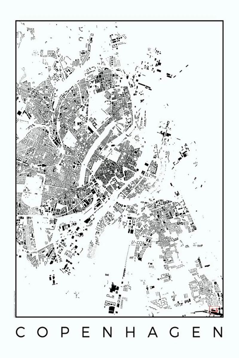 Copenhagen Map Schwarzplan Poster von Hubert Roguski