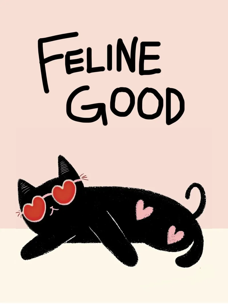 Il bene dei felini - Citazione - Cuore di gatto poster da Peaches Art Prints