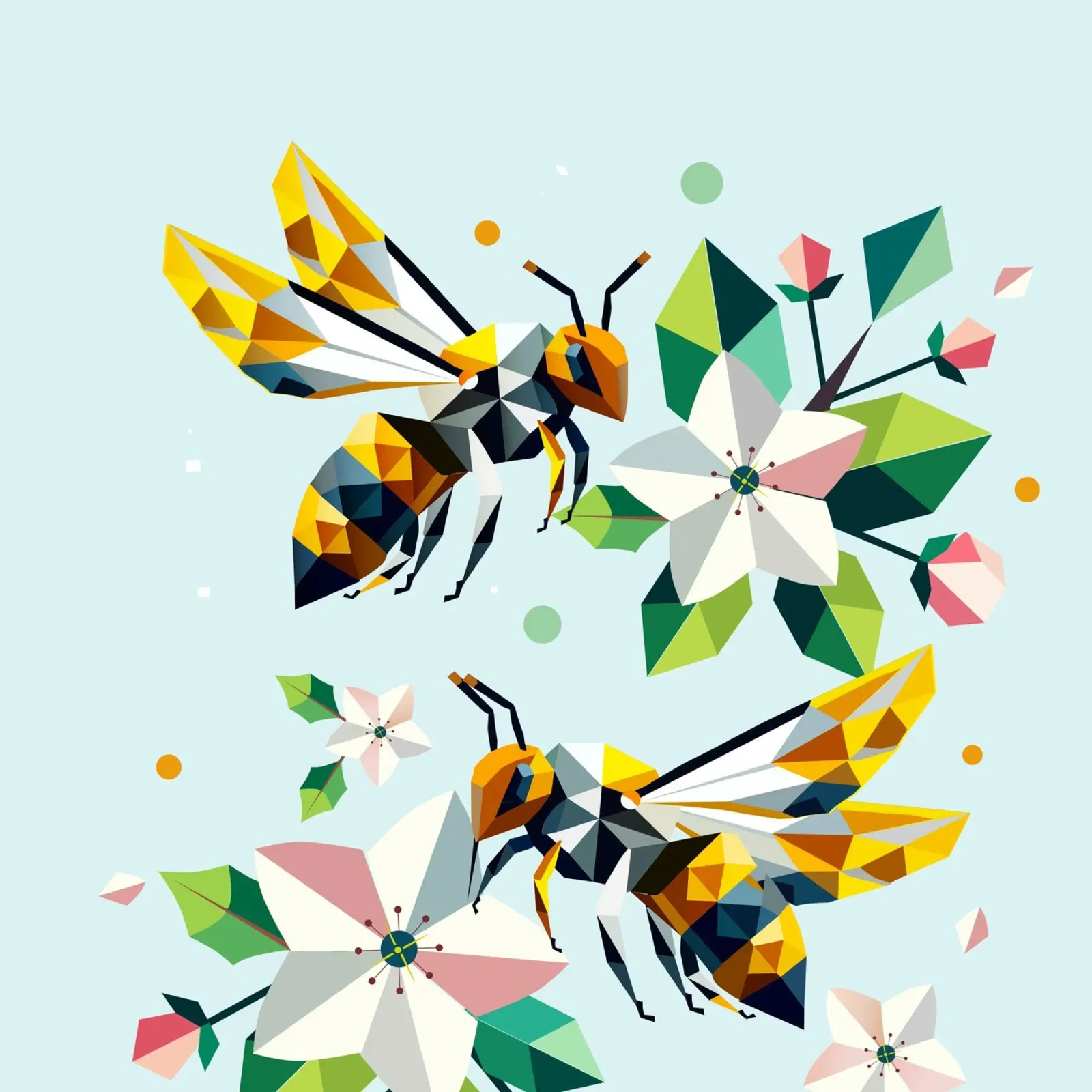 Api e fiori di melo: un'armonia dai colori vivaci poster da namosh