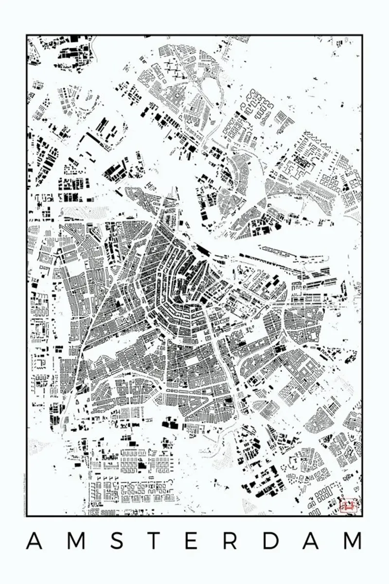 Amsterdam Map Schwarzplan pellicola backlit da Hubert Roguski