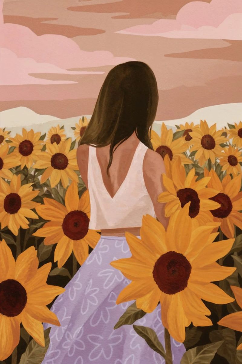 Golden Sunflower Field – Dreamy Summer Illustration poster de AlbertKlee