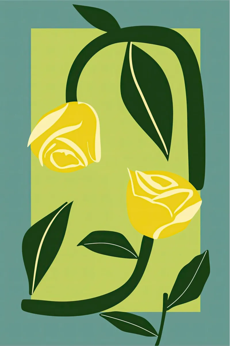 Rose gialle per te | Design grafico poster con telaio in legno da Autofocus